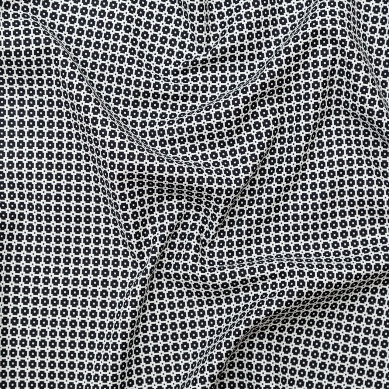 1 Yard Italian Black and White Geometric Stretch Cotton Jacquard